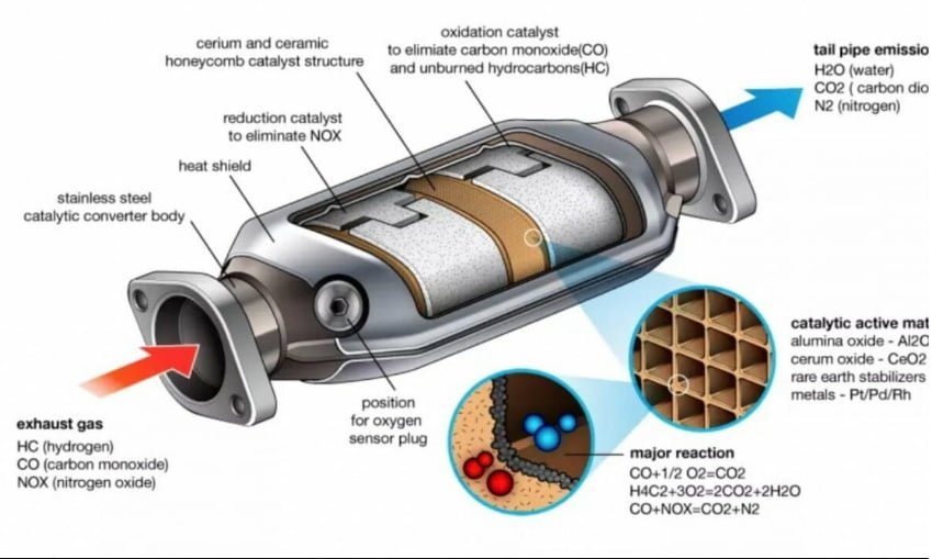 Catalytic Converter in Car Diagram